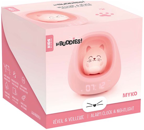 HiBuddies Nestkids Nachtlamp met Wekker voor Kinderen - Myko de Kat