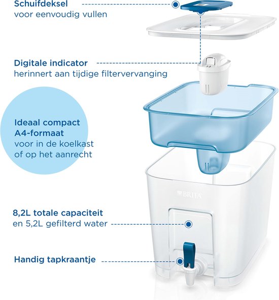 BRITA Flow Cool Waterfilterkan 8.2L Blauw