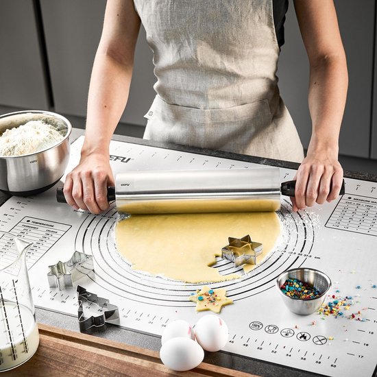 GEFU ROTOLO Deegroller – Verstelbare RVS Deegroller met Siliconen Ringen