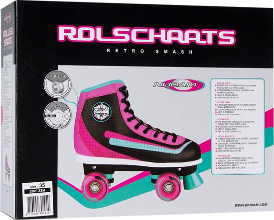 Nijdam Rolschaatsen Retro Smash Zwart/Roze Maat 37