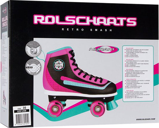Nijdam Rolschaatsen Retro Smash Zwart/Roze Maat 37