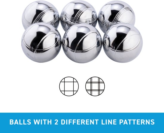 Longfield Metalen Jeu de Boules - 6 ballen in zwarte rits tas