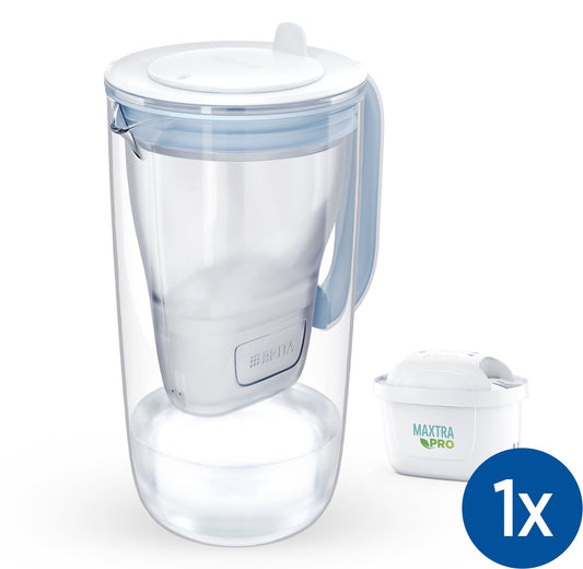 BRITA Duurzame Glazen Waterfilterkan 2,5L Blauw