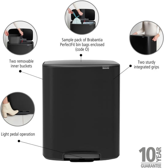 Brabantia Bo Prullenbak - 60 liter - Matt Black