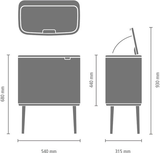 Brabantia Bo Touch Bin Prullenbak - 11 + 23 liter