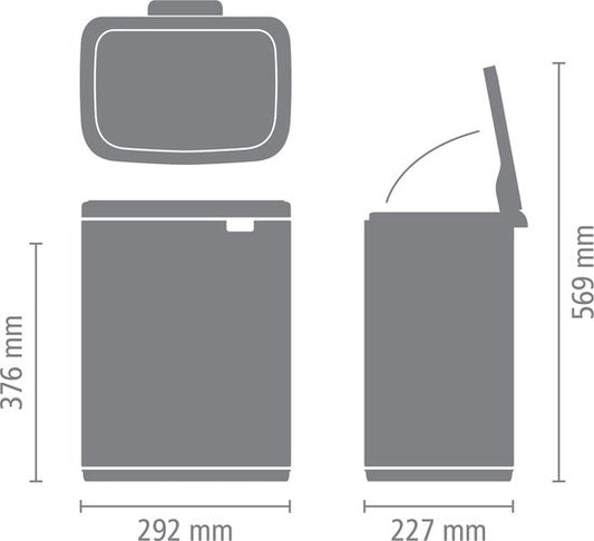 Brabantia Bo Prullenbak - 12 liter - Mineral Infinite Grey
