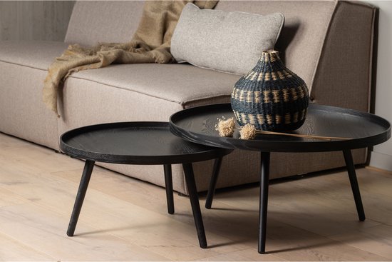 WOOOD Mesa Bijzettafel L - Hout - Zwart - 34xØ60