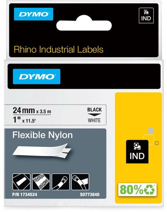 DYMO Rhino industriële Flexibele Nylon Labels 24 mm x 3,5 m