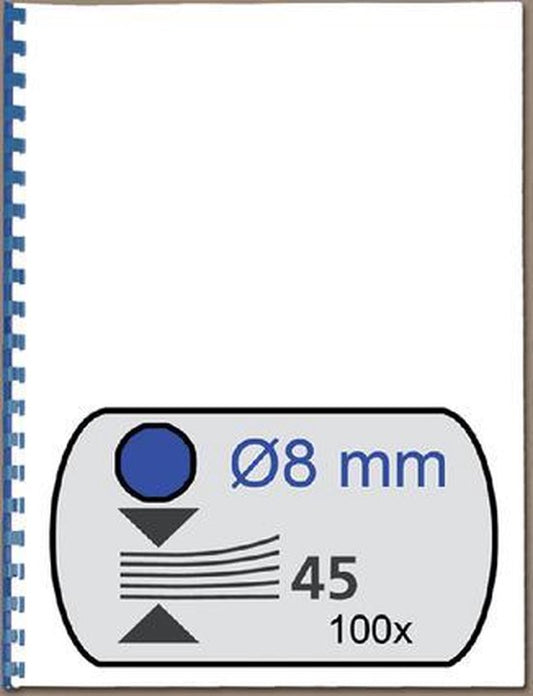 Fellowes Bindruggen 8mm 21-rings A4 Blauw 100 stuks