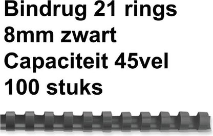 Fellowes bindruggen 8 mm zwart