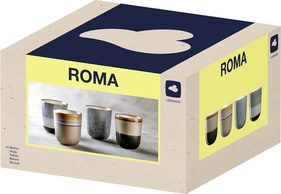 Leonardo Roma koffiemokjes 330ml - set/4 assorti
