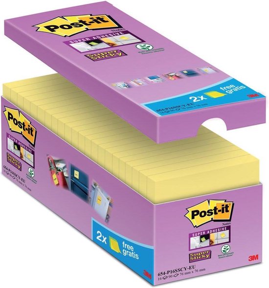 Post-it® Super Sticky Notes Value Pack Canary Yellow™ 76x76 mm