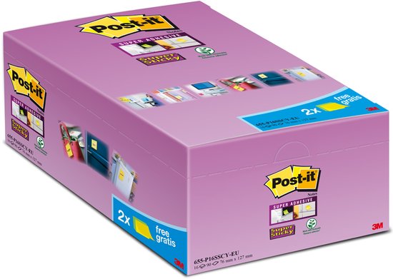 Post-it® Super Sticky Notes Value Pack Canary Yellow™ 76x76 mm