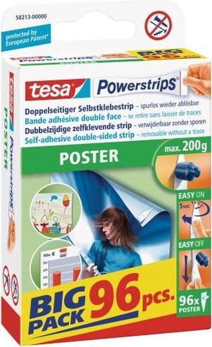 tesa POWERSTRIPS® Poster Dubbelzijdig plakband Wit