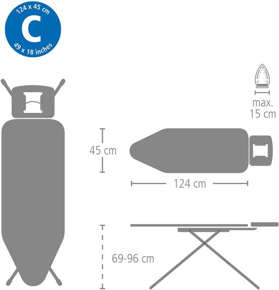 Brabantia Strijkplank C124x45 cm Ecru