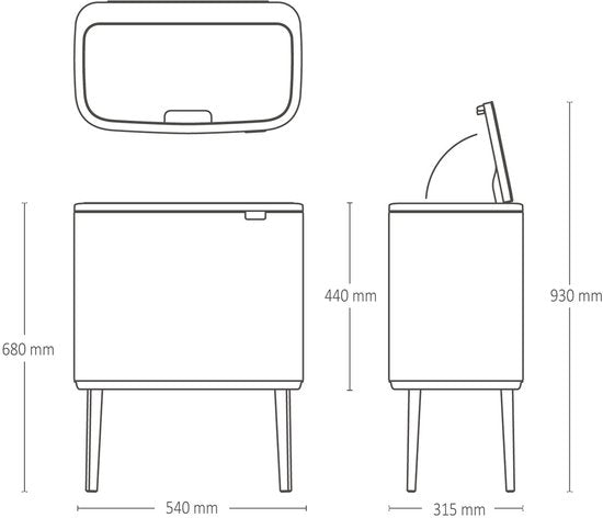 Brabantia Bo Touch Bin Prullenbak - 11 + 23 liter