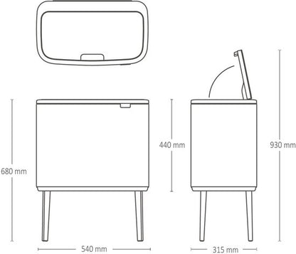 Brabantia Bo Touch Bin Prullenbak - 11 + 23 liter