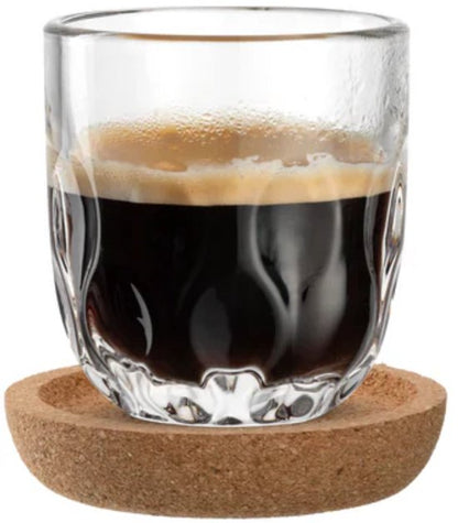 Leonardo GOCCE Koffieglas 220ml set van 3 glazen met onderzetters