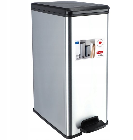 Curver Decobin Slim Prullenbak 40 liter Metallic