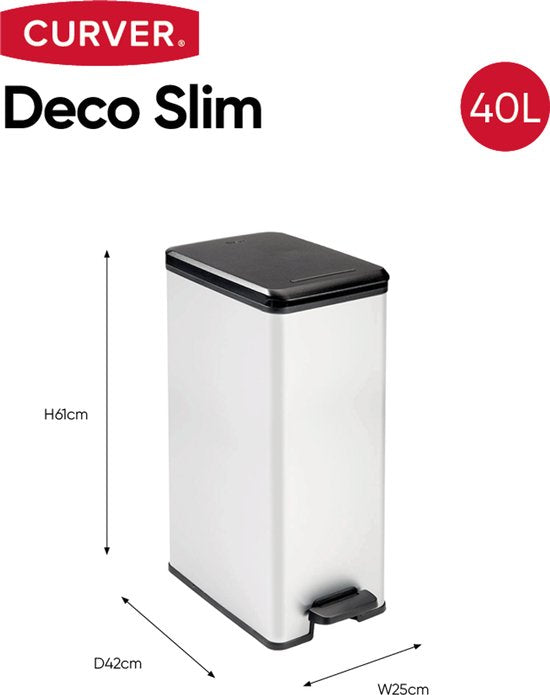 Curver Decobin Slim Prullenbak 40 liter Metallic