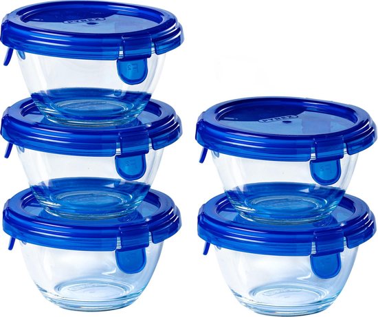 Pyrex Cook & Go Schaal Rond met Deksel 200 ml Set van 5 Stuks
