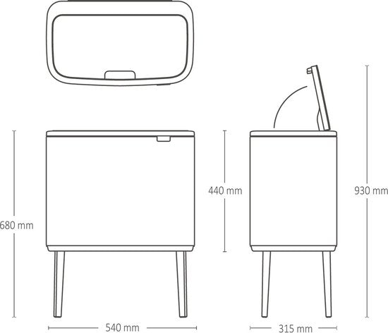 Brabantia Bo Touch Bin Prullenbak 36 liter Matt Black