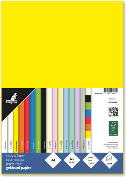 Kangaro papier A4 120 grams geel