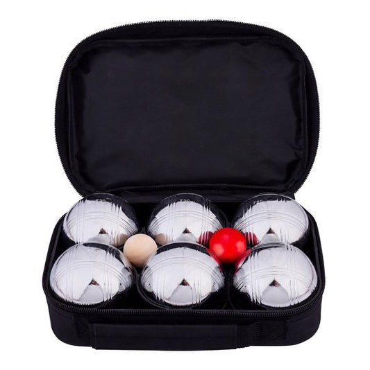 Longfield Metalen Jeu de Boules - 6 ballen in zwarte rits tas