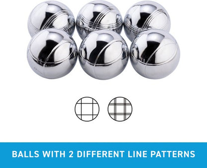 Longfield Metalen Jeu de Boules - 6 ballen in zwarte rits tas