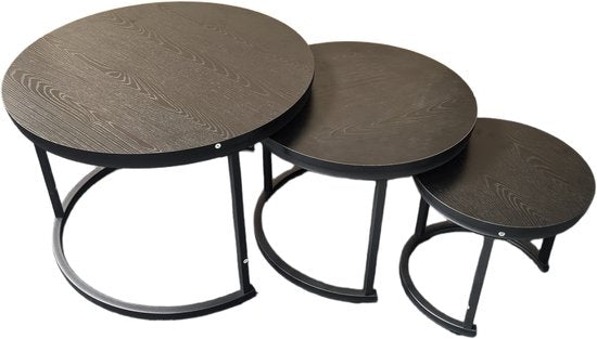 BAUER & MEYER® Salontafel rond - Industrieel - Set van 3