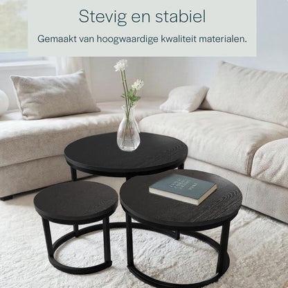 BAUER & MEYER® Salontafel rond - Industrieel - Set van 3