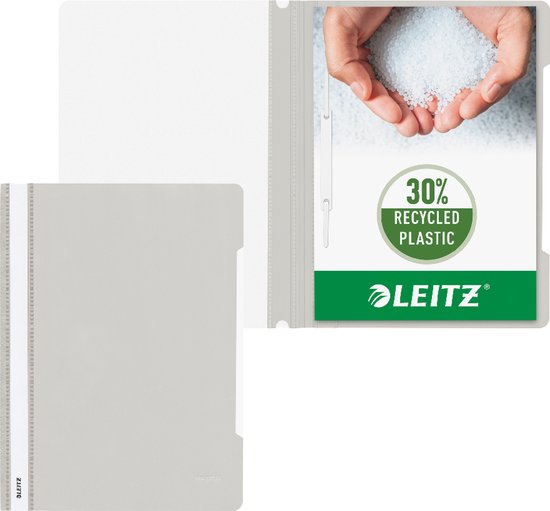 Leitz Snelhechter A4 - 30% pre-consumer gerecycled plastic - 25 stuks - Grijs