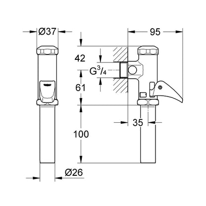 GROHE Dal Wc-Drukspoeler 3/4" Automatisch