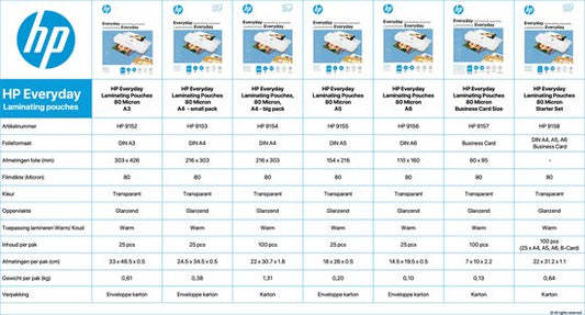 HP9154 Everyday Lamineerfolies A4 Big pack