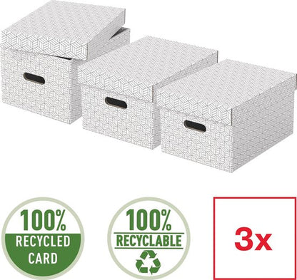 Esselte Home Middelgrote Opbergdoos met Deksel, Set van 3 Stuks