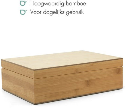 Bredemeijer Theedoos bamboe met 6 theeblikken voor losse thee