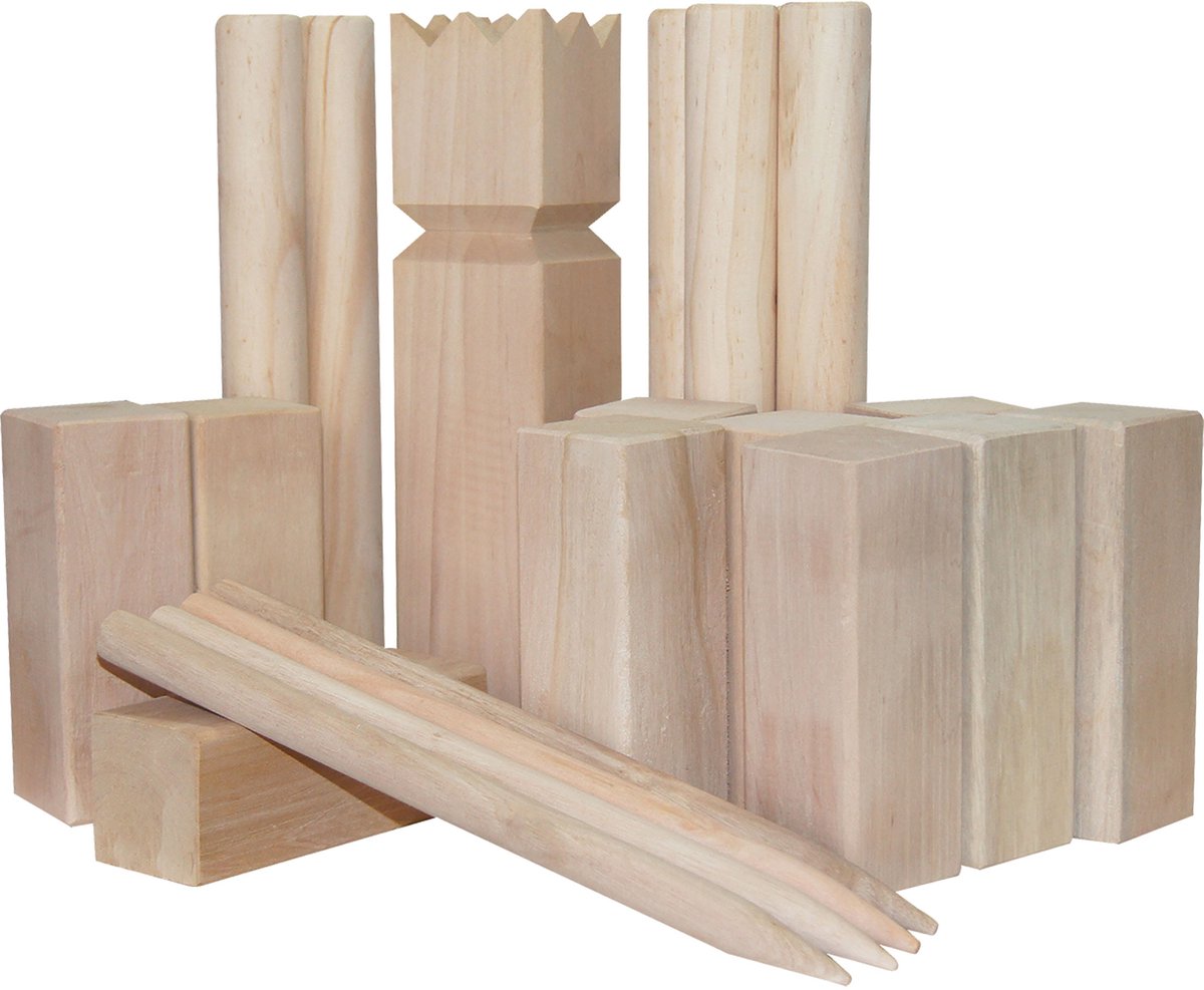 Outdoor Play Kubb spel XL met draagtas FSC hout