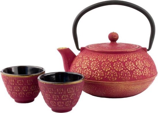 Bredemeijer Giftset Shanghai 0,6L roze/goud met twee kopjes
