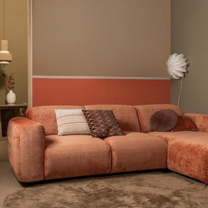WOOOD Aziz Kussens Velvet stof Bruin/Naturel Set Van 3
