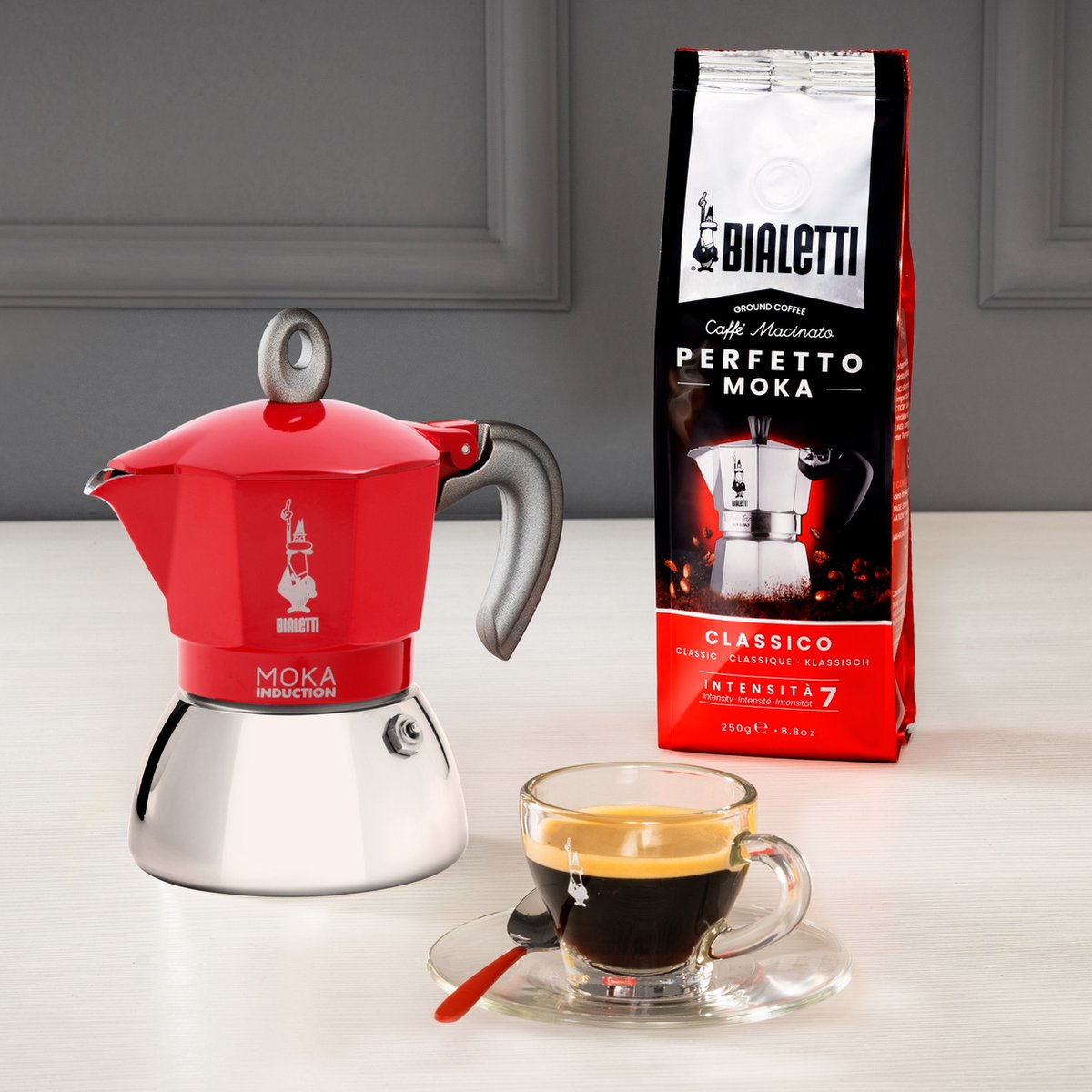 Bialetti Moka Induction Percolator 4 Kops Rood