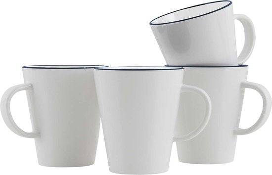 Gimex Linea Line mok 350 ml set van 4 - Blauw