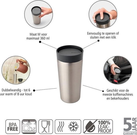 Brabantia Make & Take Thermosbeker 360 ml Dark Grey