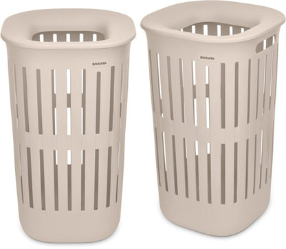 Brabantia Collect-It Wasmand - set van 2 - met Deksel - 55 l - Soft Beige