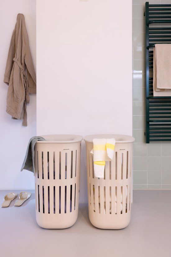 Brabantia Collect-It Wasmand - set van 2 - met Deksel - 55 l - Soft Beige
