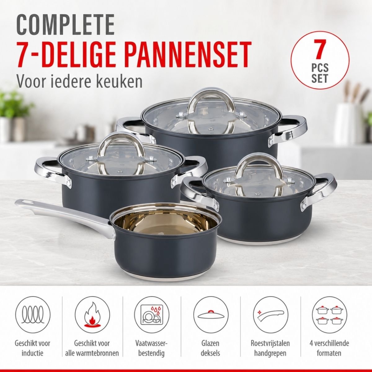 Alpina Inductie Pannenset 7-Delig