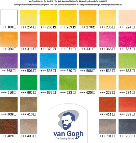 Van Gogh Aquarelverf set in metalen blik