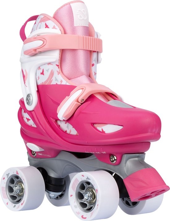Nijdam Rolschaatsen Verstelbaar - Feather Drops - Roze - Maat 25-28