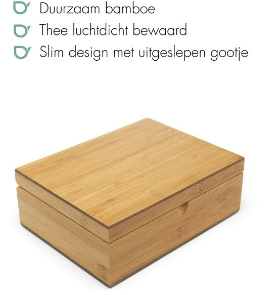 Bredemeijer Theedoos naturel bamboe met 4 theeblikken en maatlepel