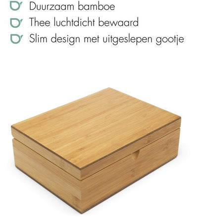 Bredemeijer Theedoos naturel bamboe met 4 theeblikken en maatlepel