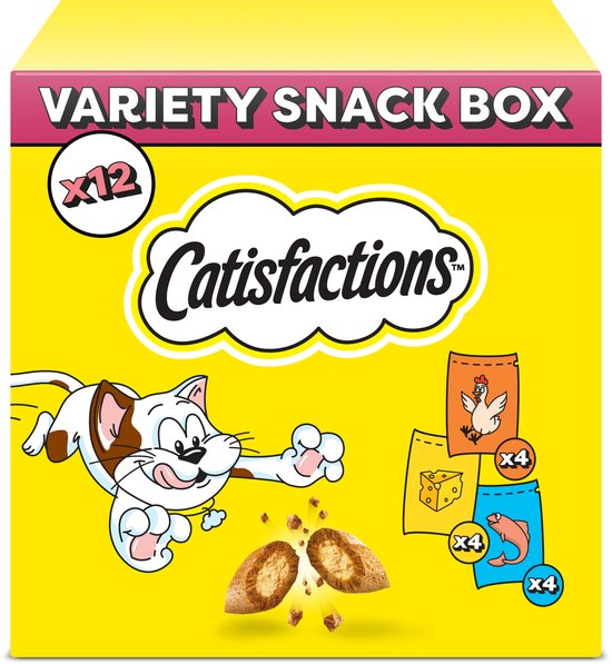 Catisfactions Kattensnacks Variety Snack Box Kip & Kaas & Zalm 12x60g